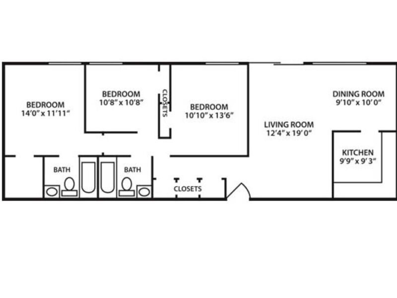 three bedroom floor plan